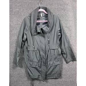 Piper Utility Trench Coat Women's Size 16 Black Full Zip Cargo Oversized